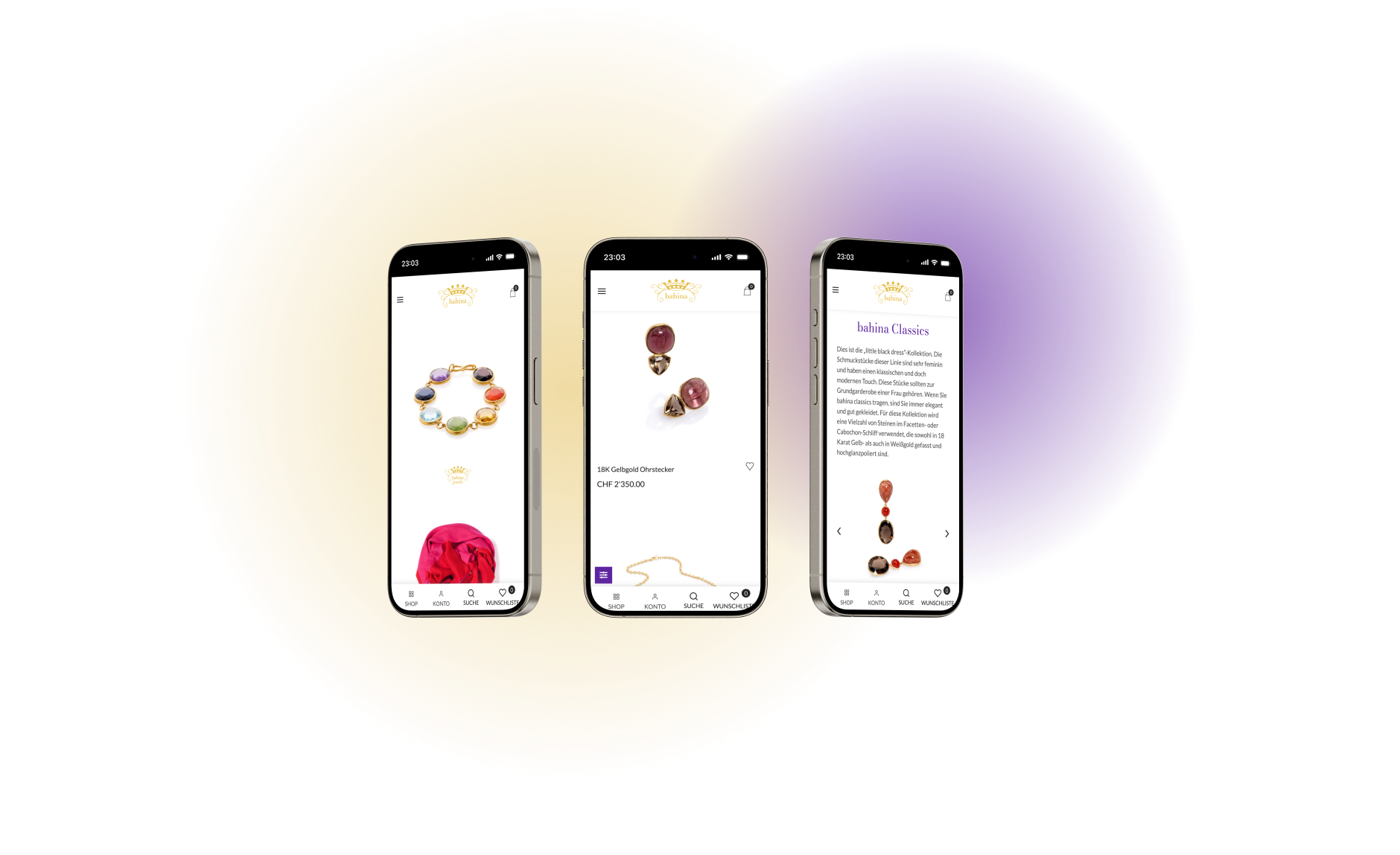 Mobile-Ansicht der neuen bahina Website